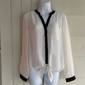 Band collar chiffon shirt